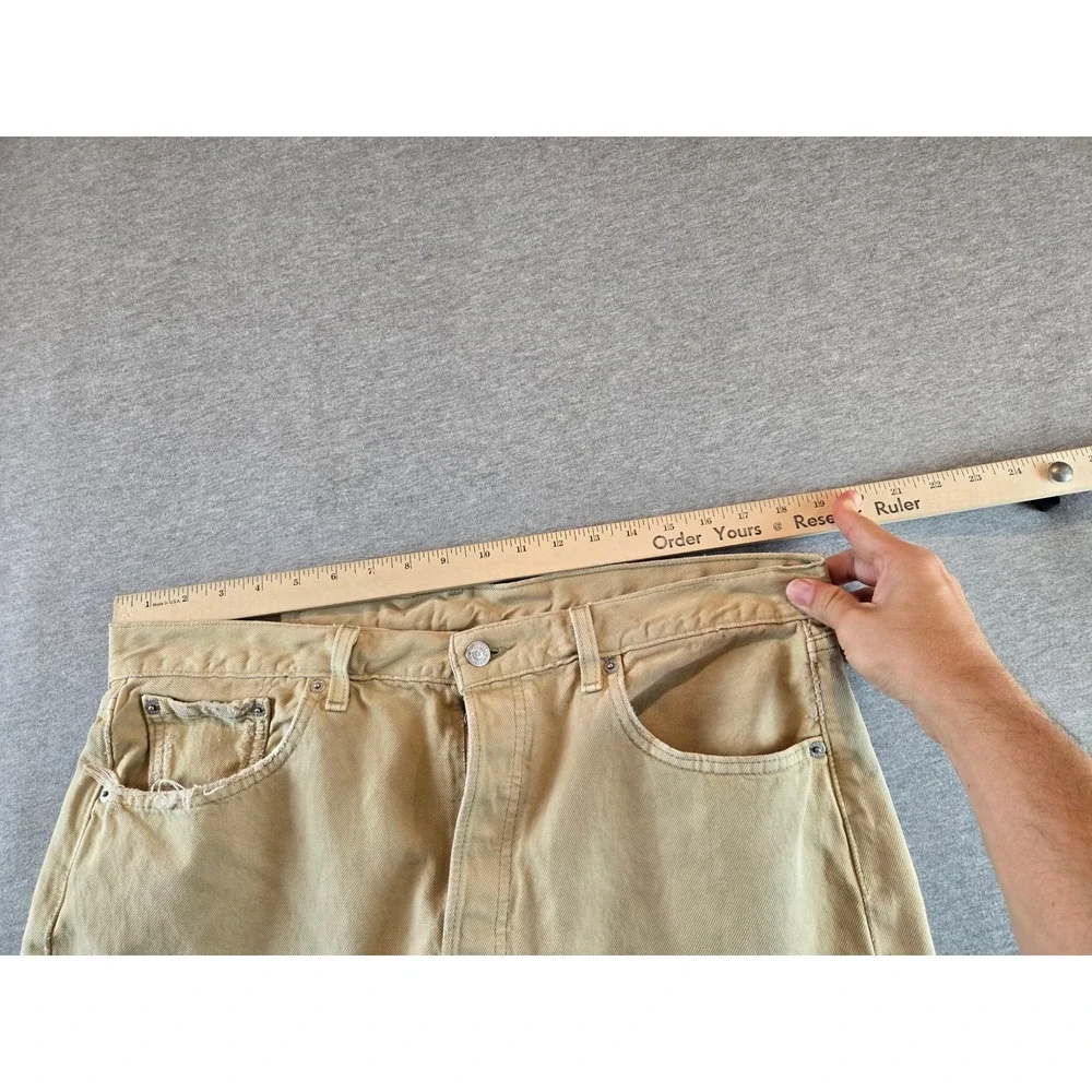 Vintage Levi's 501 Jeans Mens 38x30 Tan Straight Leg‎ Button Fly Made USA 01 Y2K